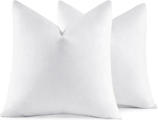 MIULEE 16x16 Pillow Inserts,Set of 2 Down Feather Throw Pillows for Couch Sofa Bed, Decorative Fluffy Throw Pillow Inserts Cotton Fabric,White