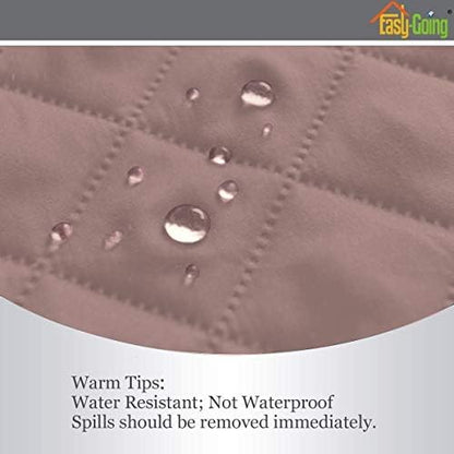 Easy-Going 4 Seater Sofa Slipcover Reversible Sofa Cover Water Resistant Couch Cover with Foam Sticks Elastic Straps Furniture Protector for Pets Children Dog Cat (XX-Large, Pink/Beige)