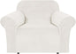 H.VERSAILTEX Stretch Velvet Armchair Cover Couch Covers 1 Cushion Chair Slipcover for Living Room Furniture Cover Crafted from Thick Comfy Rich Velour (Chair 31"-49", Porcelain White)