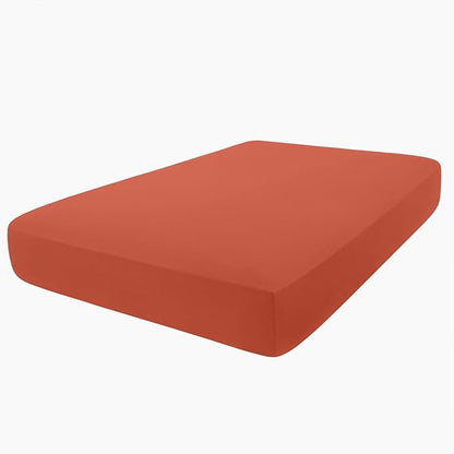 hyha Milk Silk Couch Cushion Covers, Soft Magic Sofa Covers Washable for 2 Cushion Couch, Stretch Sectional Outdoor Cushion Covers for Patio Furniture with Elastic Bottom(Medium, Rust)