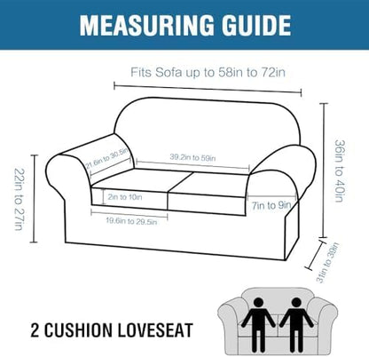 H.VERSAILTEX Real Velvet Plush 3 Piece Stretch Sofa Covers Couch Covers for 2 Cushion Couch Loveseat Covers Width Up to 72 Inch Feature Thick Soft Stay in Place (Medium Sofa, Mocha)