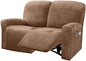 ULTICOR Reclining Love Seat Slipcover, 48" - 65" L, 6-Piece Velvet Stretch Loveseat Reclining Sofa Covers, 2 seat Love seat Recliner Cover, Thick, Soft, Washable (Sand)