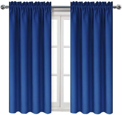 DWCN Blackout Curtains Room Darkening Thermal Insulated Bedroom Curtains Window Curtain Panels, 52 x 45 inches Long, Set of 2 Classic Blue Rod Pocket Drapes