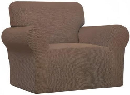 Easy-Going Stretch Oversized Chair Sofa Slipcover 1-Piece Couch Sofa Cover Furniture Protector Soft with Elastic Bottom for Kids Spandex Jacquard Fabric Small Checks Brown