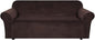 H.VERSAILTEX Stretch Velvet Sofa Covers for 3 Cushion Couch Covers Furniture Protector Soft with Non Slip Elastic Bottom, Crafted from Thick Comfy Rich Velour (Large Sofa 90"-97", Chocolate)