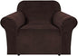 H.VERSAILTEX Stretch Velvet Armchair Cover Couch Covers 1 Cushion Chair Slipcover for Living Room Furniture Cover Crafted from Thick Comfy Rich Velour (Chair 31"-49", Chocolate)