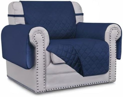 Easy-Going Chair Sofa Slipcover Reversible Sofa Cover Water Resistant Couch Cover Furniture Protector Cover with Elastic Straps for Pets Kids Children Dog Cat (Chair, Navy/Navy)