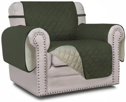 Easy-Going Chair Sofa Slipcover Reversible Sofa Cover Water Resistant Couch Cover Furniture Protector Cover with Elastic Straps for Pets Kids Children Dog Cat (Chair, Army Green/Beige)