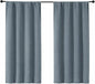 Simplebrand Ava Stone Blue Short Blackout Curtains for Bedroom 45 Inches Long 2 Panels Set, Solid Thermal Insulated, Energy Saving Window Treatment Curtains Blackout Drapes, W40 x L45 Inch, Stone Blue
