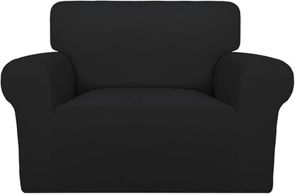 PureFit Super Stretch Sofa Slipcover – Spandex Non Slip Soft Couch Sofa Cover, Washable Furniture Protector with Non Skid Foam and Elastic Bottom for Kids, Pets (Oversized, Black)