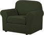 H.VERSAILTEX 2 Piece Couch Cover Stretch Stylish Chair Cover Furniture Cover/Protector Featuring Jacquard Textured Twill Fabric, High Spandex Slipcover Machine Washable (Chair, Olive)