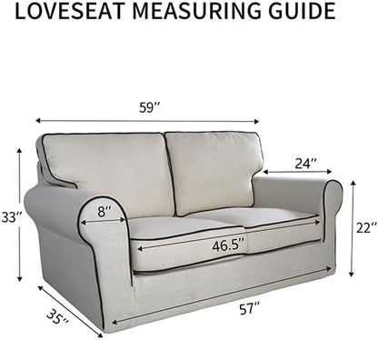 PureFit Reversible Quilted Sofa Cover, Water Resistant Slipcover Furniture Protector, Washable Couch Cover with Non Slip and Elastic Straps for Kids, Dogs, Pets (Loveseat, Ivory/Ivory)