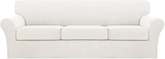 Turquoize 4 Piece Sofa Covers for 3 Cushion Couch Sofa Slipcover Soft Couch Cover for Dogs-Washable Sofa Furniture Covers with 3 Individual Large Cushion Covers (XL Sofa, Porcelain)