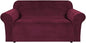 H.VERSAILTEX Stretch Velvet Loveseat Covers for 2 Cushion Couch Covers for Living Room Sofa Covers Slipcovers with Non Slip Straps Bottom, Ultra Thick Comfy Velour (Width 58"-72", Burgundy)