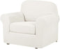 H.VERSAILTEX 2 Piece Couch Cover Stretch Stylish Chair Cover Furniture Protector Featuring Jacquard Textured Twill Fabric High Spandex Slipcover (Chair, Porcelain White)