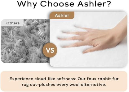 Ashler HOME DECO Ultra Soft Faux Rabbit Fur Chair Couch Cover Area Rug for Bedroom Floor Sofa Living Room Grey 2 x 6 Feet