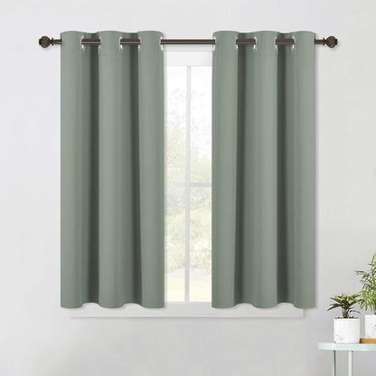 NICETOWN Modern Blackout Curtains Noise Reducing, Thermal Insulated and Privacy Room Darkening Drape Panels for Boy's Guest Room Door Small Short Window (Sage Green, 2 Panels, W42 x L45 -Inch)