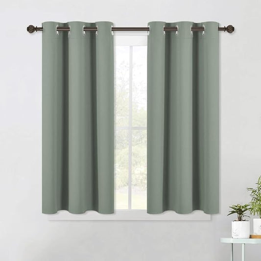 NICETOWN Modern Blackout Curtains Noise Reducing, Thermal Insulated and Privacy Room Darkening Drape Panels for Boy's Guest Room Door Small Short Window (Sage Green, 2 Panels, W42 x L45 -Inch)