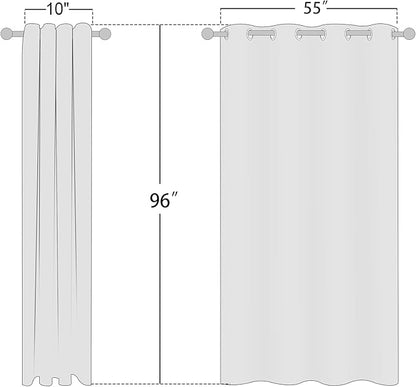 NICETOWN Flax Linen Semi Sheer Curtains 96 inches Long, Grommet Vertical Drapes Privacy Added with Light Filtering Window Treatments for Bedroom/Living Room, Natural, W55 x L96