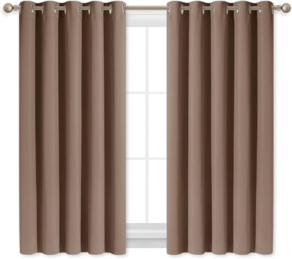 NICETOWN Blackout Window Curtains and Drapes for Kitchen, Window Treatment Thermal Insulated Solid Grommet Blackout Drapery Panels (Set of 2, 70 by 54 inches, Cappuccino)