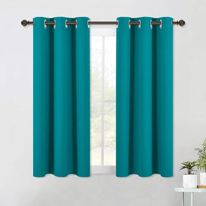 NICETOWN ROM Darkening Curtains 54 inch Length 2 Panels, Thermal Insulated Grommet Blackout Curtains for Modern Casual Elegant Bedroom Kids Room Theme Decoration (Peacock Teal, 2 Pieces, W42)