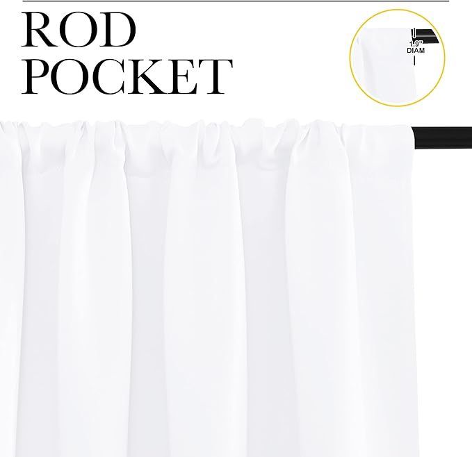 NICETOWN RV Curtains for Camper Windows, White Curtains for Kitchen Window, Home Decoration Light Filtering Drapes for Small Window (29" Wide by 20" Long, 1 Pair)
