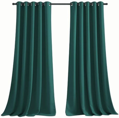 NICETOWN Christmas Curtain Panels Blackout Draperies Decoration, Thermal Insulated Solid Grommet Blackout Curtains/Drapes (Hunter Green, 2 Panels, 70 by 95-inch)
