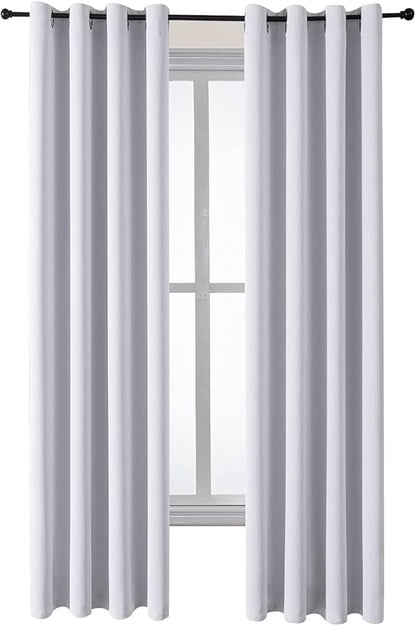 ChrisDowa Grommet Room Darkening Curtains for Bedroom and Living Room - 2 Panels Set Thermal Insulated Blackout Curtains (Greyish White, 52W x 95L)