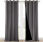 NICETOWN Total Shade Curtains and Draperies, Heavy-Duty Full Light Shading Drapes with Black Liner Backing for Villa/Hall/Dorm Window（Gray, Package of 2, 52 inches Wide x 95 inches Long