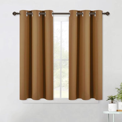 NICETOWN Sleek Blackout Curtains 45 inches Length for Small Windows, Noise Reducing and Block Draft Panels for Door Doorway Laundry Office Luxury Decor Theme (2 Panels, Gold Brown, W42 x L45 -Inch)