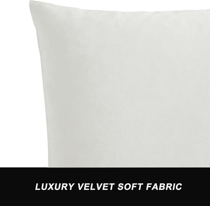GIGIZAZA Decorative Throw Pillow Covers 16x16,Set of 2 White Square Couch Pillow Covers,Velvet Sofa Boho Cushion Pillows