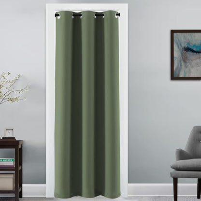 H.VERSAILTEX Doorway Curtain Blackout Closet Door Curtain Room Divider Window Treatment Curtain for Bedroom Thermal Insulated Privacy Drape Soundproof Grommet, 42 x 80 inches, 1 Panel, Bronze Green