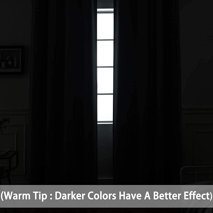 Yakamok Blackout Curtains Room Darkening Thermal Insulated Window Panels,Solid Grommet Top Drapes for Bedroom/Living Room(62Wx96L, Mustard Yellow, 2 Panels)