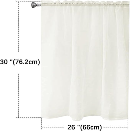 SpaceDresser Basic Rod Pocket Sheer Voile Window Curtain Panels Ivory 1 Pair 2 Panels 26 Width 30 Inch Long for Kitchen Bedroom Children Living Room Yard(Ivory,26 W x 30 L)