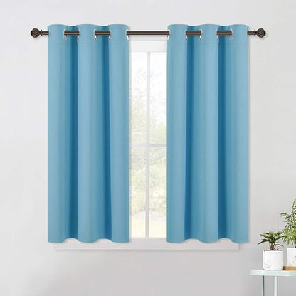 NICETOWN Thermal Insulated Curtains Blackout Draperies, Window Treatment Solid Grommet Room Darkening Drape Panels for Bedroom (Teal Blue, Set of 2 Panels, 42 by 45 Inch Long)