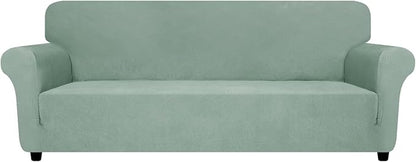 ZNSAYOTX Oversized Super Stretch Couch Cover (92"-115"), New Striped Sofa Covers Comfortable & Durable, Dog Cat Pets Friendly Extra Large Spandex Sofa Slipcovers (Pea Green, XL Sofa)