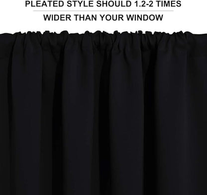 RYB HOME Short Blackout Curtains for Small Window, Sunmmer Heat Light Blocking Privacy Protection Curtains for Sunroom Laundry Room Stair Window, Width 52 by Length 36, Black, Set of 2