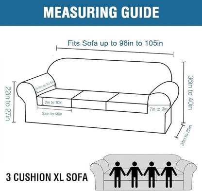 H.VERSAILTEX Velvet 4 Piece High Stretch Sofa Slipcover Cover Furniture Protector Form Fit Luxury Thick Velvet Extra Large Sofa Cover for 3 Cushion Couch Width Up to 105 Inch (XL Sofa, Oatmeal)
