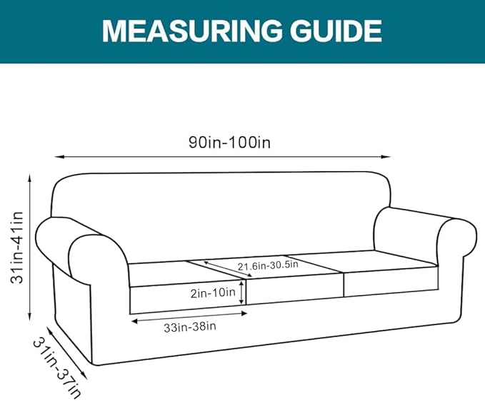 Turquoize 4 Piece Sofa Covers for 3 Cushion Couch Sofa Slipcover Soft Couch Cover for Dogs Washable Furniture Cover with 3 Individual Large Cushion Covers Feature Fabric (Large Sofa, Porcelain)