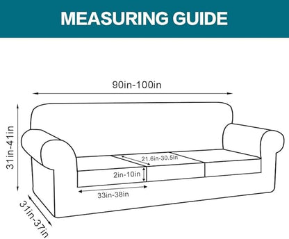 Turquoize 4 Piece Sofa Covers for 3 Cushion Couch Sofa Slipcover Soft Couch Cover for Dogs Washable Furniture Cover with 3 Individual Large Cushion Covers Feature Fabric (Large Sofa, Porcelain)
