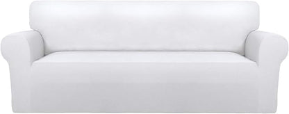 PureFit Super Stretch Sofa Slipcover – Spandex Non Slip Soft Couch Sofa Cover, Washable Furniture Protector with Non Skid Foam and Elastic Bottom for Kids, Pets （Oversized Sofa, White）