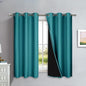 NICETOWN 100% Blackout Short Curtains with Black Liners, 2 Panels, 37" W by 50" L, Peacock Teal, Solid Thermal Insulated Full Blackout 2-Layer Lined Drapes, Energy Efficiency Window Drapes for Bedroom