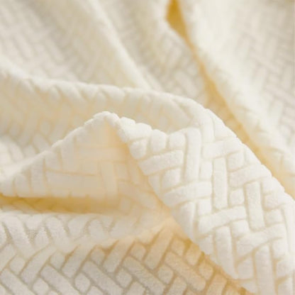 Sofa Covers Couch Covers for Sofa Pet Friendly Couch Cushion Covers Universal Sofa Covers Washable Stretch Slipcovers for Sectional Sofa (Texture Ivory White, Pillow Cover 15 * 15inch)