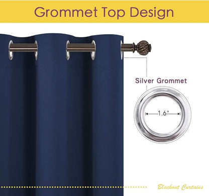NICETOWN Blackout Curtain Panels, Window Treatment Energy Saving Thermal Insulated Solid Grommet Blackout Drapes/Draperies (Navy, 1 Pair, 70 by 108-inch)
