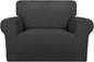 PureFit Super Stretch Sofa Slipcover – Spandex Non Slip Soft Couch Sofa Cover, Washable Furniture Protector with Non Skid Foam and Elastic Bottom for Kids, Pets (Oversized, Dark Gray)
