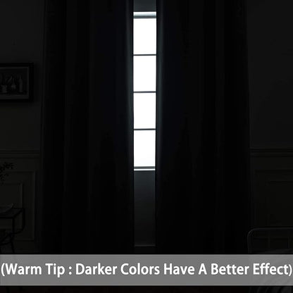 Yakamok Blackout Curtains Room Darkening Thermal Insulated Window Panels,Solid Grommet Top Drapes for Bedroom/Living Room(70Wx84L, Grey, 2 Panels)