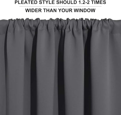 RYB HOME Short Blackout Curtains for Small Window, Sunmmer Heat Light Blocking Privacy Protection Curtains for Sunroom Laundry Room Stair Window, Width 52 by Length 36, Grey, Set of 2
