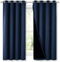 NICETOWN 100% Blackout Curtain Panels, Thermal Insulated Black Liner Curtains for Nursery Room, Noise Reducing and Cold Blocking Drapes for Windows (Navy Blue, Set of 2, 52-inch Wide by 63-inch Long)