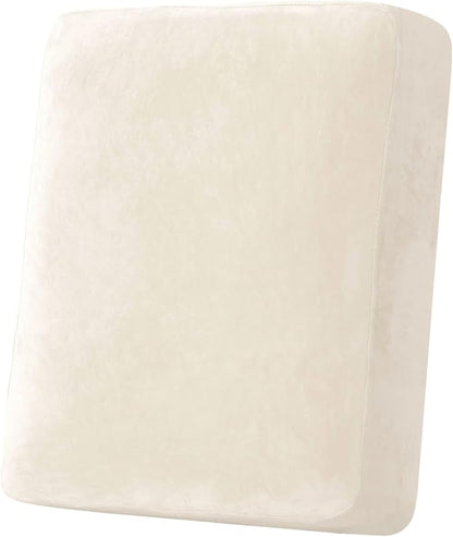 H.VERSAILTEX Velvet Stretch Couch Cushion Cover Plush Cushion Slipcover for Chair Cushion Furniture Protector Seat Cushion Sofa Cover (1 Piece Armchair Cushion Covers, Cream)