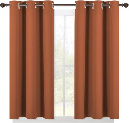 NICETOWN Burnt Orange Modern Blackout Curtains for Small Window, Thermal Insulated and Privacy Room Darkening Drape Panels for Boy's Guest Room Door Short Window (2 Panels, W42 x L45 -Inch)
